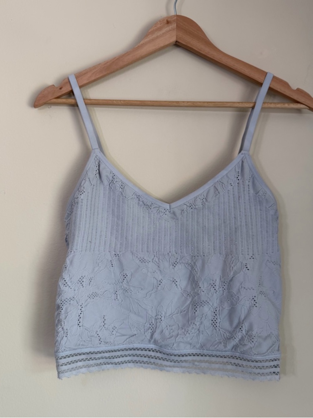 Aerie Superchill Blue Lace Bralette Size M Wireless Soft Stretch Floral Intimate